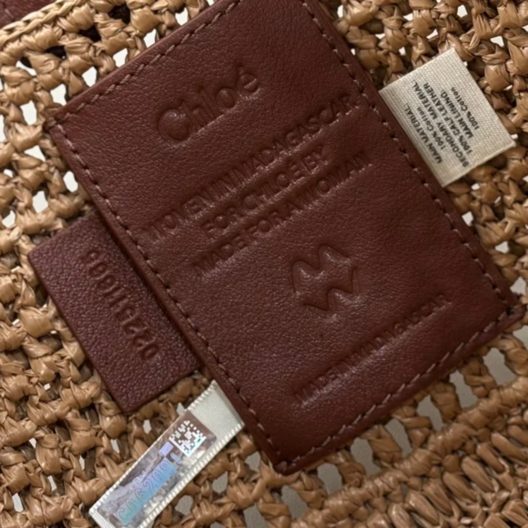 Women's Crochet Woven Crescent Bag with Wood Handle