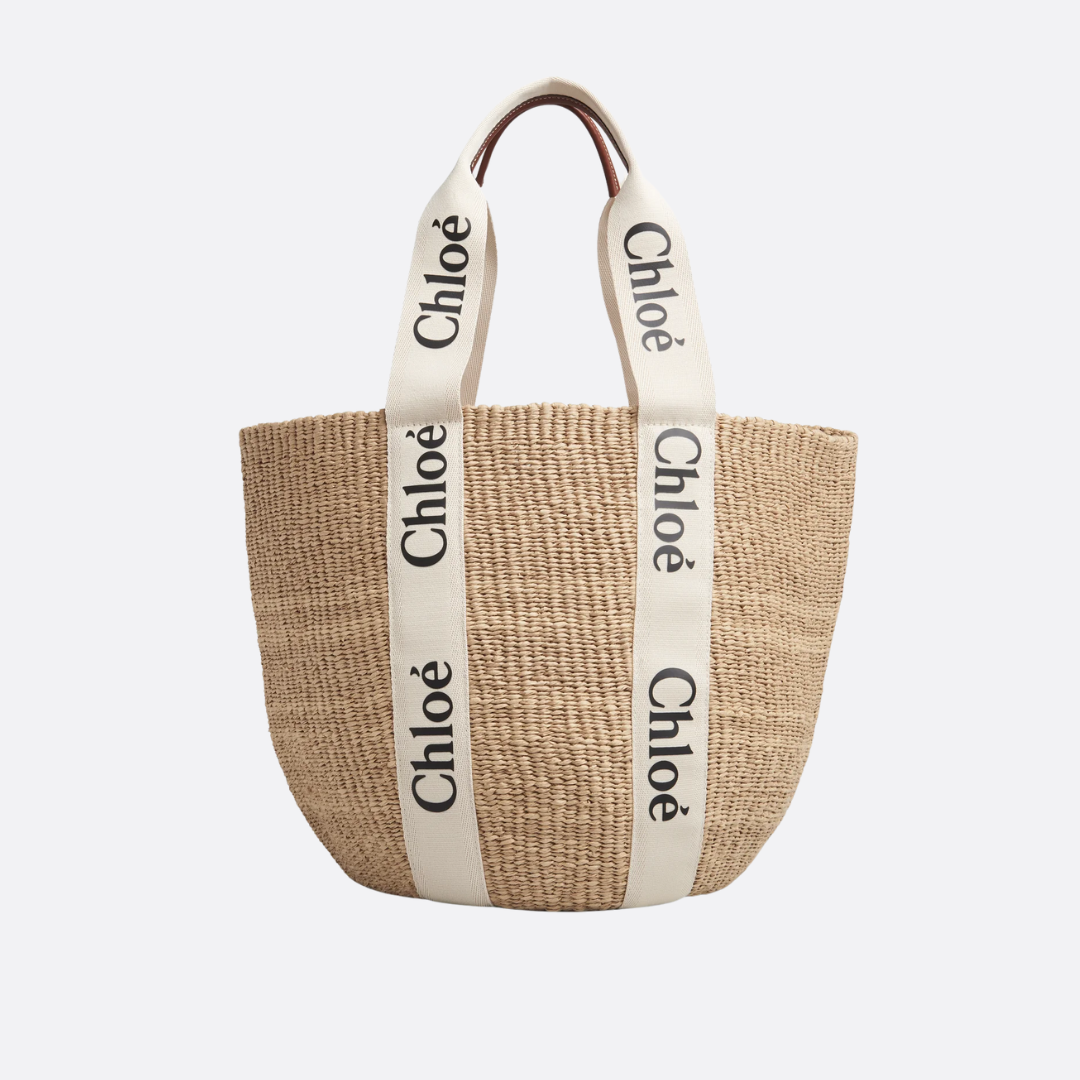 Women's Large Woven Raffia Basket Tote Bag