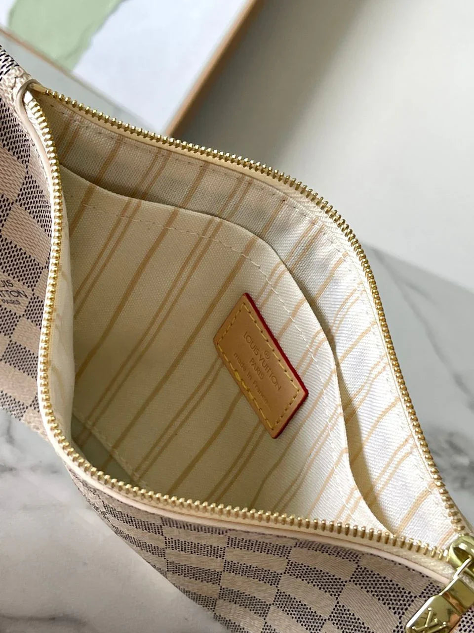 LV Neverfull MM Inside Out Tote White