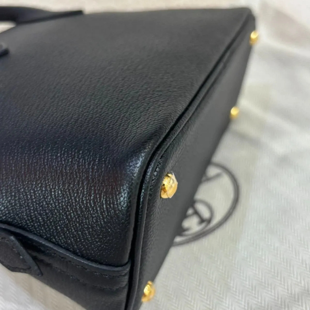 Women's Smooth Leather Dome Bag with Detachable Strap