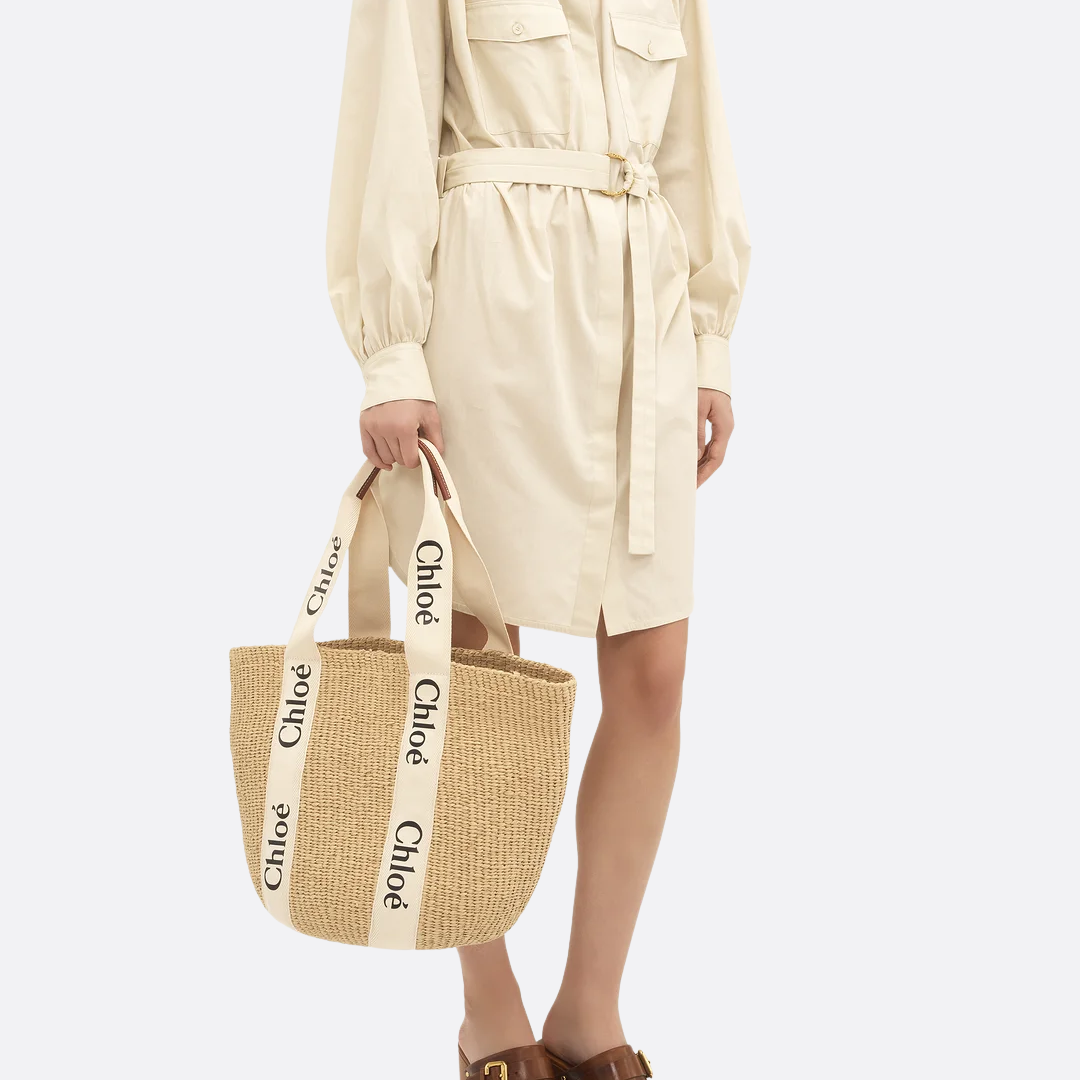 Women's Large Woven Raffia Basket Tote Bag