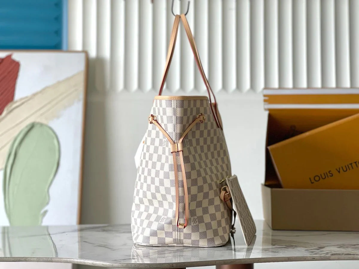 LV Neverfull MM Inside Out Tote White