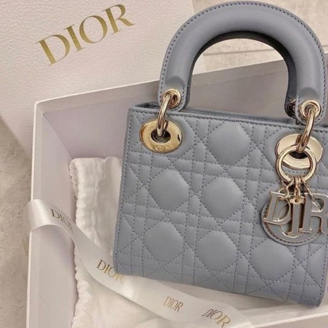 Women's Mini Quilted Leather Top Handle Bag - Blue