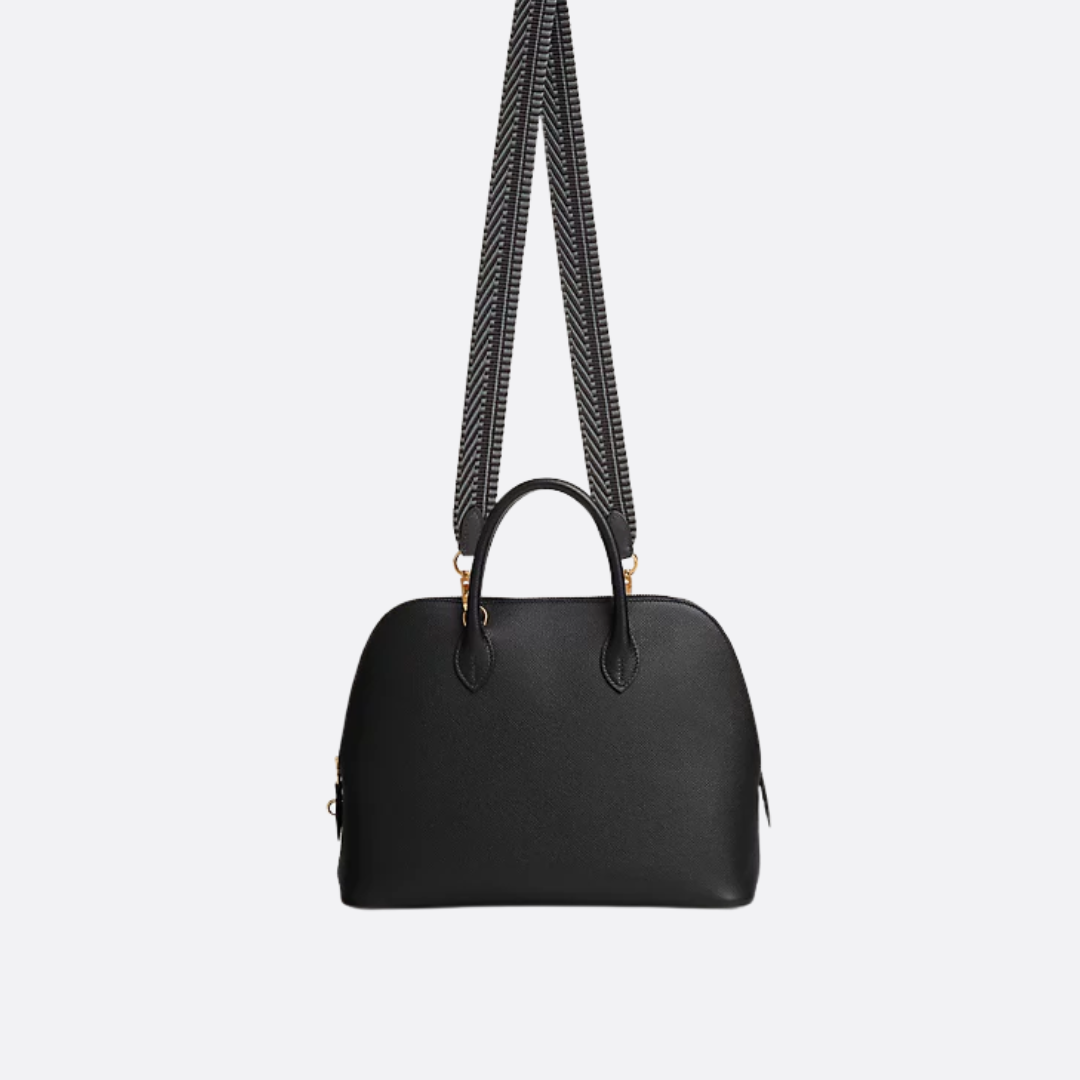 Women's Smooth Leather Dome Bag with Detachable Strap