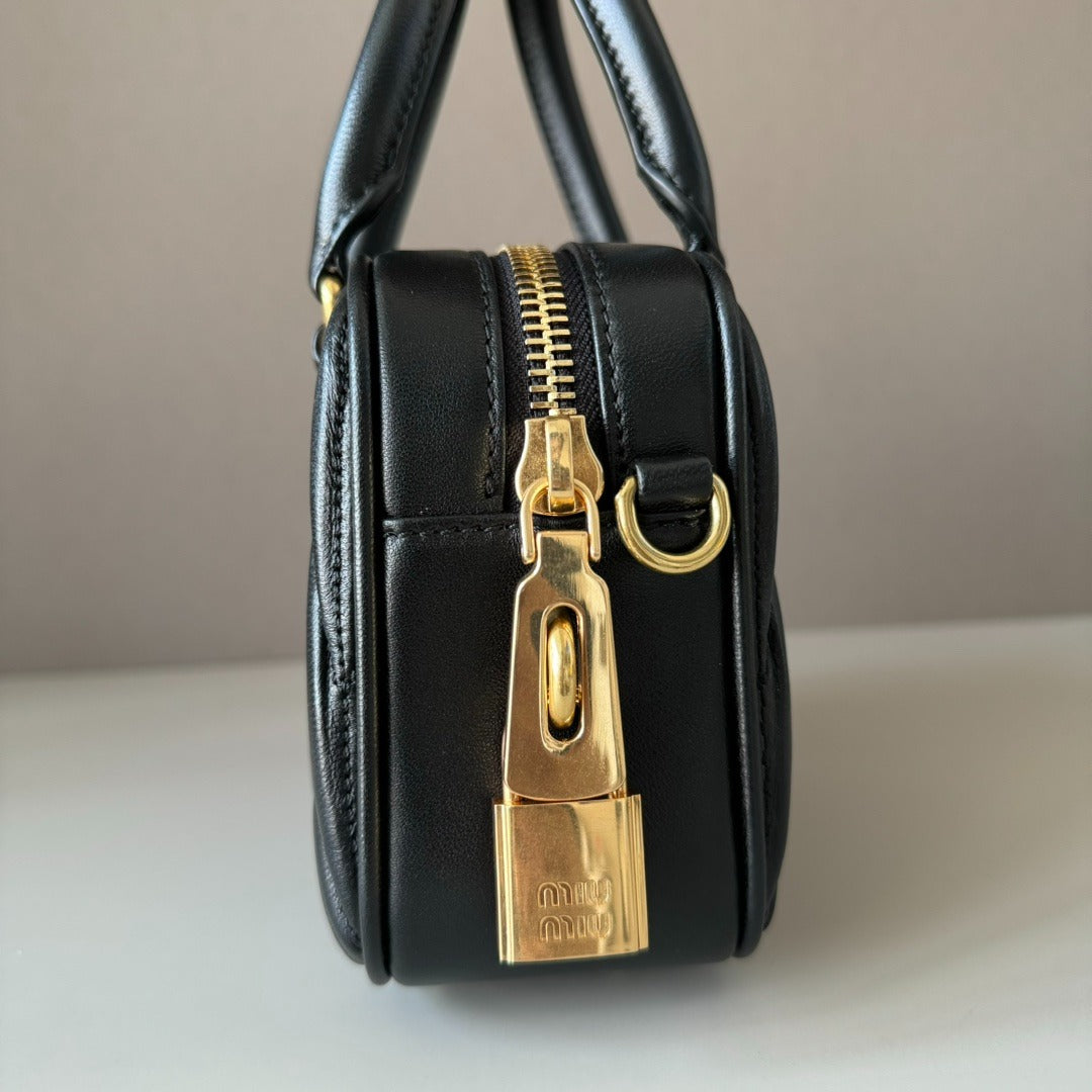 Women's Small Gathered Leather Bag with Removable Strap