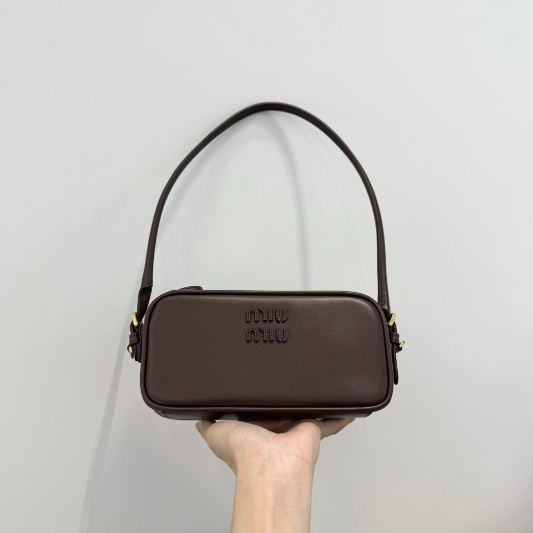 Women's Compact Brown Leather Shoulder Bag