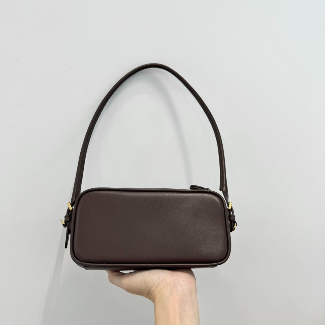 Women's Compact Brown Leather Shoulder Bag