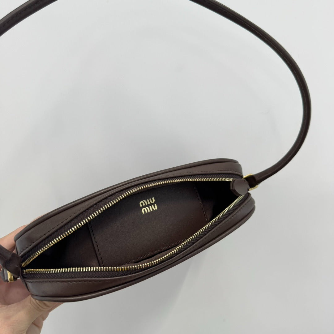Women's Compact Brown Leather Shoulder Bag