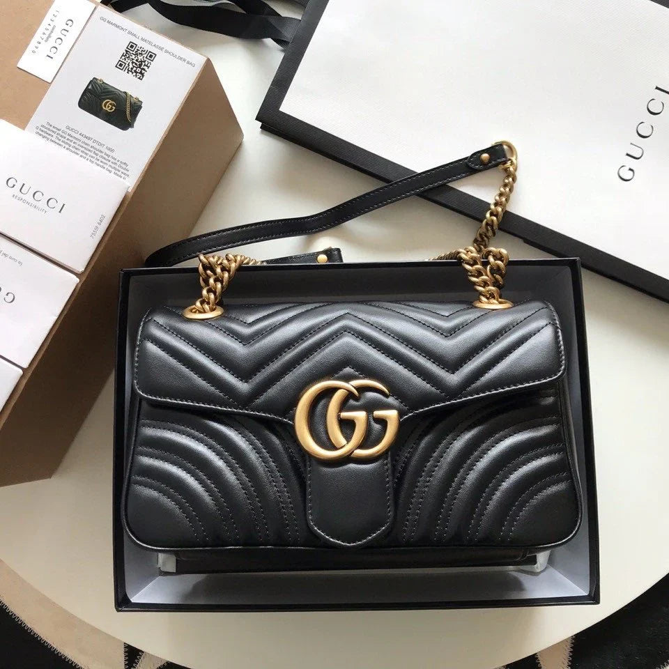 GC Marmont Small Matelassé Bag Black