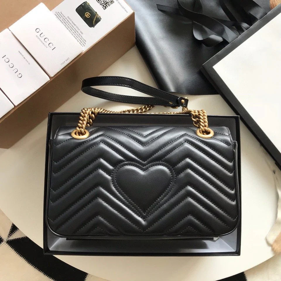 GC Marmont Small Matelassé Bag Black
