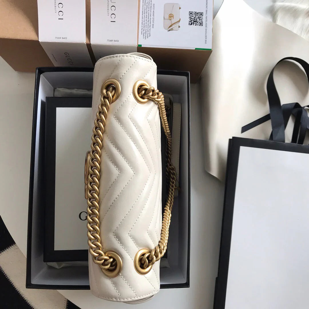 GC Marmont Small Matelassé Bag White