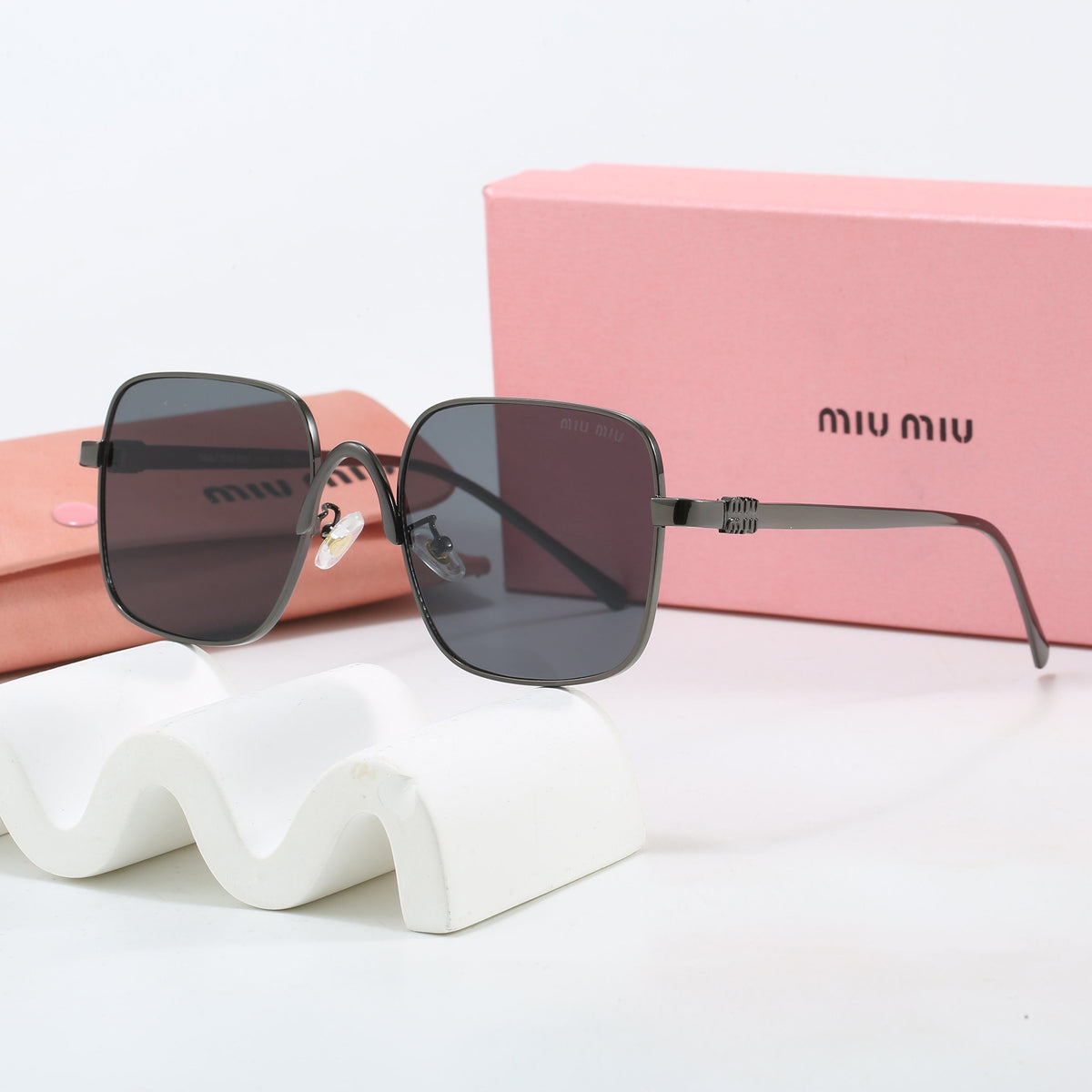 Gold-Tone Square Metal Frame Sunglasses