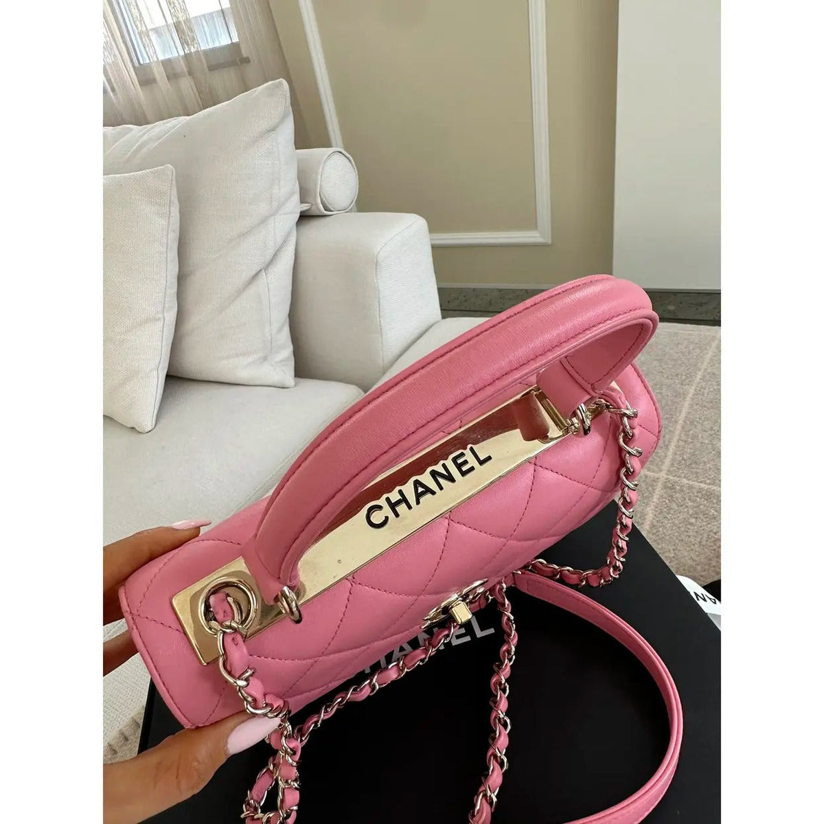 Women's Small Quilted Leather Flap Bag with Top Handle