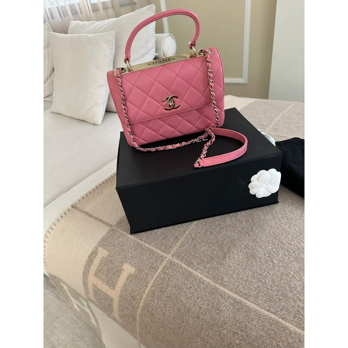 Women's Small Quilted Leather Flap Bag with Top Handle