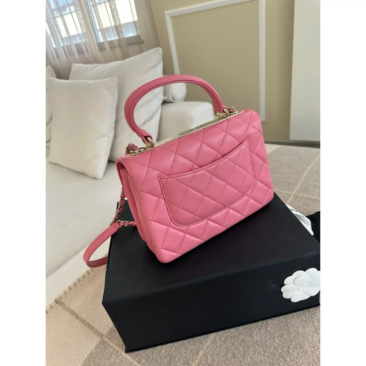 Women's Small Quilted Leather Flap Bag with Top Handle