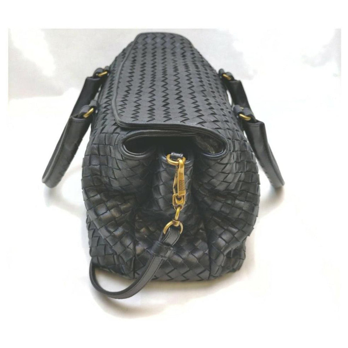 Women's Woven Leather Travel Duffel Bag
