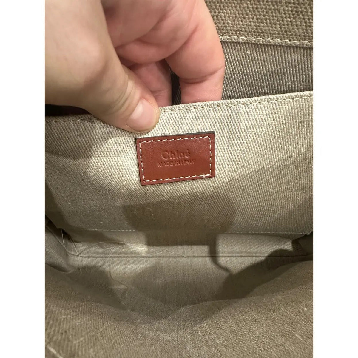 Women's Linen Canvas Beach Tote with Leather Trim