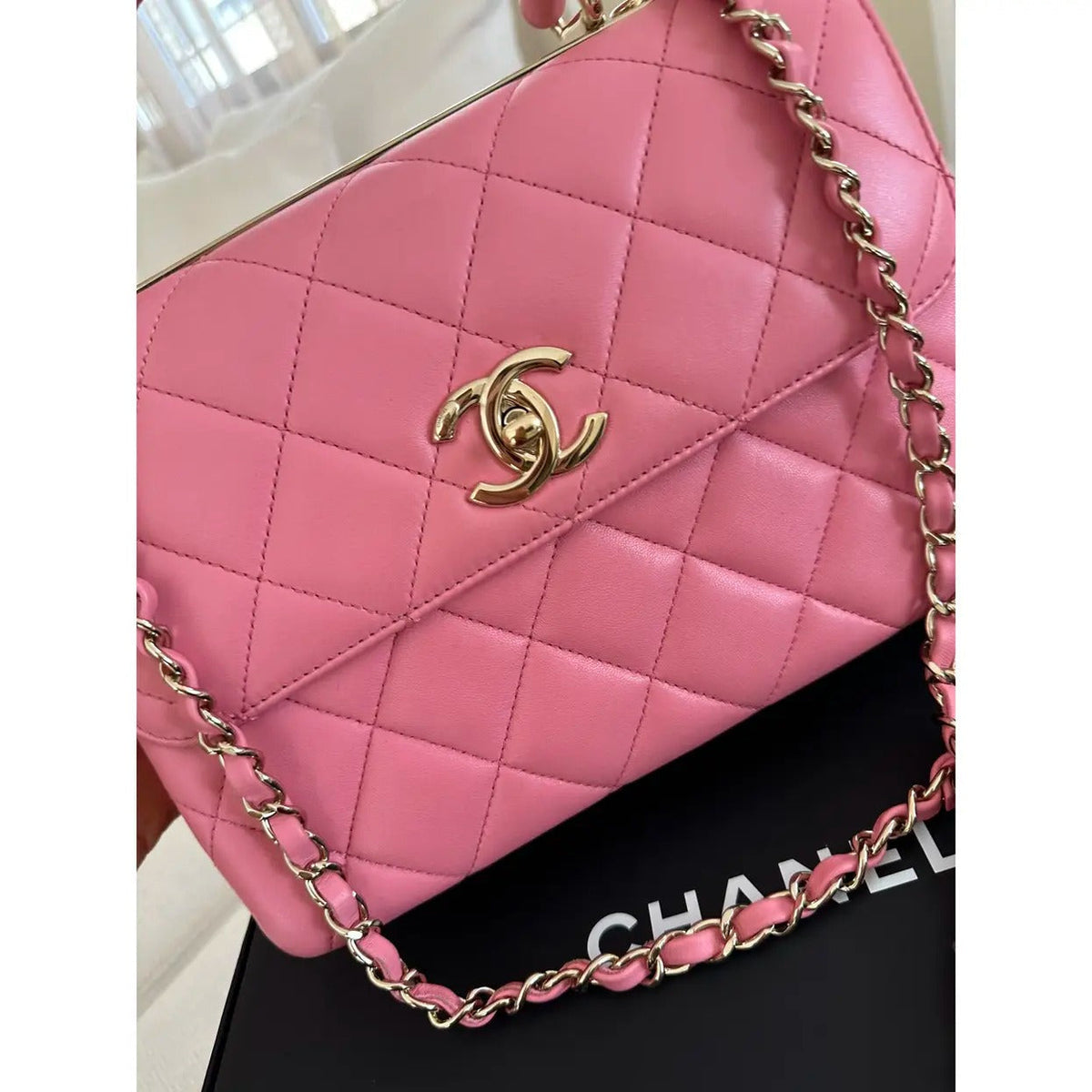 Women's Small Quilted Leather Flap Bag with Top Handle