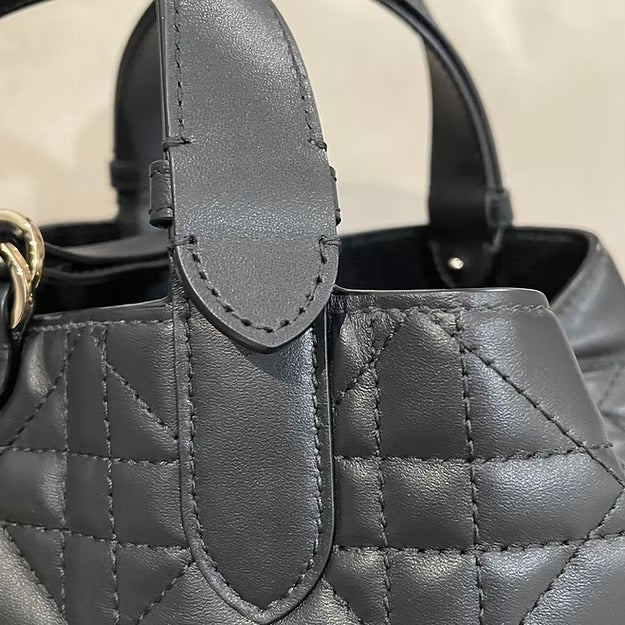 Women's Medium Quilted Leather Tote with Long Straps